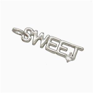 Copper SWEET Pendant Pave Zirconia Platinum Plated, approx 6-30mm [FD22141]