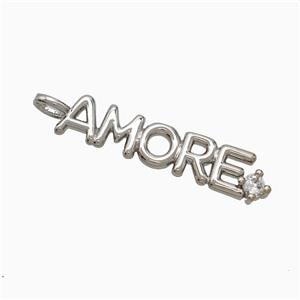 Copper AMORE Pendant Pave Zirconia Platinum Plated, approx 6-30mm [FD22142]