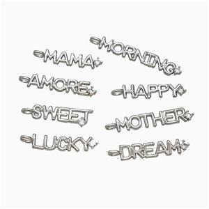 Copper Letters Pendant Pave Zirconia Alphabet Platinum Plated Mixed, approx 6-30mm [FD22146]
