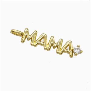 Copper MAMA Pendant Pave Zirconia Gold Plated, approx 6-30mm [FD22149]