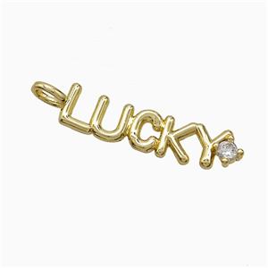 Copper LUCKY Pendant Pave Zirconia Gold Plated, approx 6-30mm [FD22150]