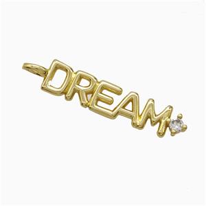 Copper DREAM Pendant Pave Zirconia Gold Plated, approx 6-30mm [FD22151]