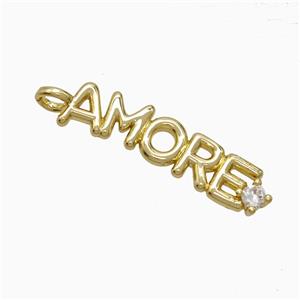 Copper AMORE Pendant Pave Zirconia Gold Plated, approx 6-30mm [FD22152]