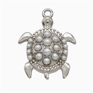 Copper Tortoise Pendant Pave Resin Platinum Plated, approx 16-18mm [FD22156]