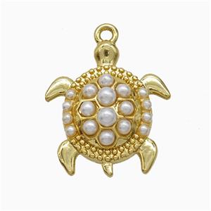 Copper Tortoise Pendant Pave Resin Gold Plated, approx 16-18mm [FD22157]
