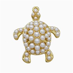 Copper Tortoise Pendant Pave Resin Gold Plated, approx 25-30mm [FD22159]