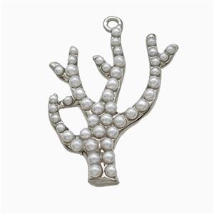 Copper Antlers Pendant Pave Resin Platinum Plated, approx 21-28mm [FD22160]