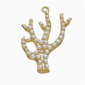 Copper Antlers Pendant Pave Resin Gold Plated, approx 21-28mm [FD22161]