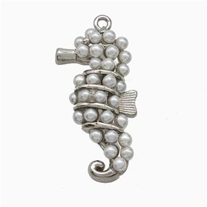 Copper Seahorse Pendant Pave Resin Platinum Plated, approx 15-30mm [FD22162]