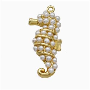 Copper Seahorse Pendant Pave Resin Gold Plated, approx 15-30mm [FD22163]