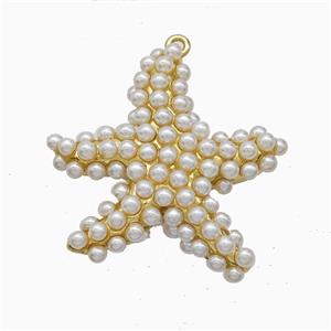 Copper Starfish Pendant Pave Resin Gold Plated, approx 30mm [FD22165]