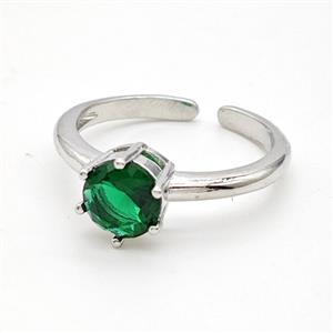 Copper Rings Pave Green Crystal Glass Platinum Plated, approx 7mm, 18mm dia [FD22170]