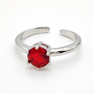 Copper Rings Pave Red Crystal Glass Platinum Plated, approx 7mm, 18mm dia [FD22171]