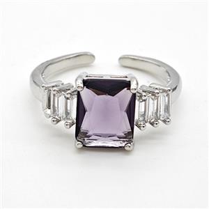 Copper Rings Pave Purple Crystal Glass Platinum Plated, approx 8-10mm, 18mm dia [FD22199]