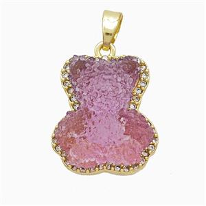 Resin Bear Copper Pendant Pave Zirconia Gold Plated, approx 13-18mm [FD22230]