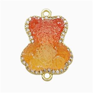 Resin Bear Copper Connector Pave Zirconia Gold Plated, approx 13-18mm [FD22245]