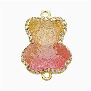 Copper Connector Pave Zircon and Resin Bead, Gold Plated, approx 13-18mm [FD22246]