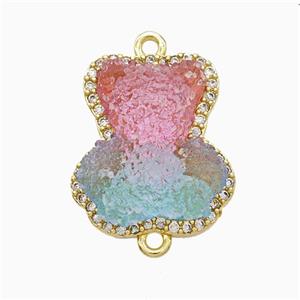 Copper Connector Pave Zircon and Resin Bead, Gold Plated, approx 13-18mm [FD22247]