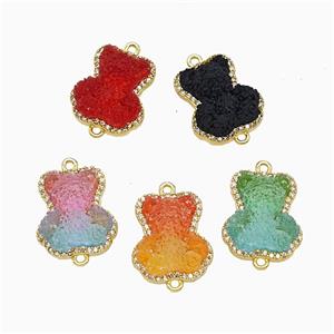 Copper Connector Pave Zircon and Resin Bead, Gold Plated, approx 13-18mm [FD22248]