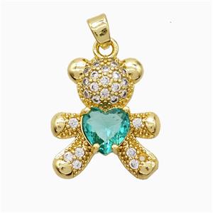 Copper Pendant Pave Zircon and Resin Bead, Gold Plated, approx 16-19mm [FD22251]