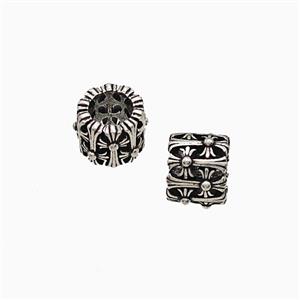 Copper Tube Beads Large Hole Antique Silver, approx 6-8mm, 4mm hole [FD22268]