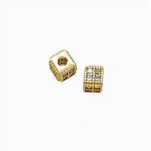 Copper Cube Beads Pave Zirconia Gold Plated, approx 4mm [FD22270]