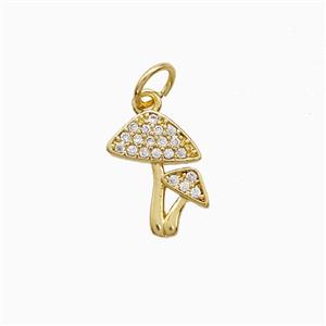 Copper Mushroom Pendant Pave Zirconia Gold Plated, approx 10-12mm [FD22274]