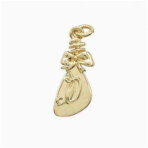 Fortune Bag Charms Copper Pendant Bowknot Gold Plated, approx 8-16mm [FD22282]