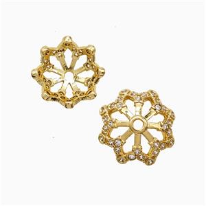 Copper Pendant Pave Zircon, Gold Plated, approx 12mm [FD22289]