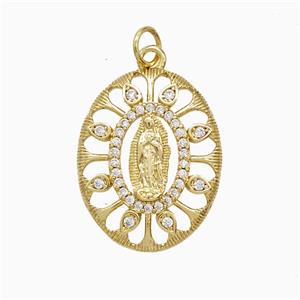 Copper Pendant Pave Zircon, Gold Plated, approx 18-23mm [FD22290]