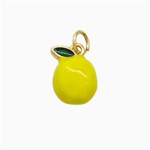 Copper Mango Pendant Yellow Enamel Gold Plated, approx 8-12mm [FD22295]