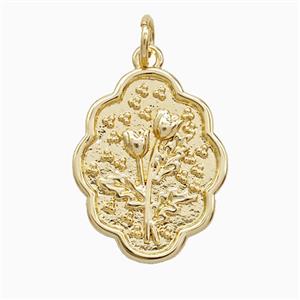 Copper Flower Pendant Gold Plated, approx 15-19mm [FD22311]