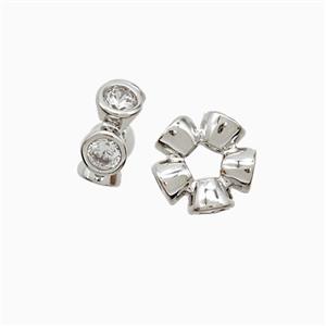 Copper Rondelle Beads Pave Zirconia Platinum Plated, approx 10mm [FD22314]