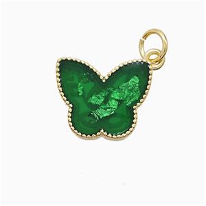 Copper Butterfly Pendant Green Painted Gold Plated, approx 11-14mm [FD22324]
