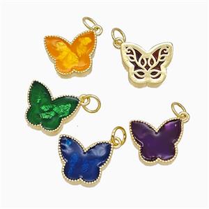 Copper Butterfly Pendant Painted Gold Plated Mixed, approx 11-14mm [FD22325]