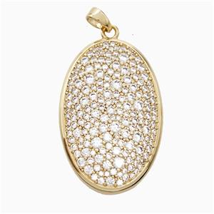 Copper Oval Pendant Micropave Zirconia Gold Plated, approx 20-30mm [FD22328]