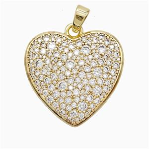 Copper Heart Pendant Micropave Zirconia Gold Plated, approx 27mm [FD22330]