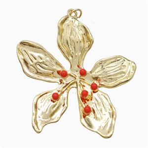 Enamel Copper Pendant, Gold Plated, approx 40mm [FD22351]