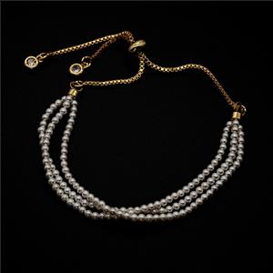 Copper Ball Bracelet Adjustable Shiny Silver Gold Plated, approx 2mm, 24cm length [FD22354]