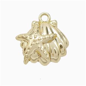Copper Starfish Scallop Shell Pendant Gold Plated, approx 15-17mm [FD22369]