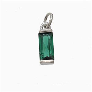 Green Cubic Zirconia Stick Pendant Copper Platinum Plated, approx 4-10mm [FD22394]