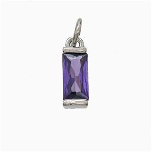 Purple Cubic Zirconia Stick Pendant Copper Platinum Plated, approx 4-10mm [FD22395]