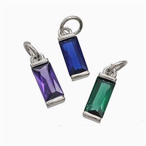 Cubic Zirconia Stick Pendant Copper Platinum Plated Mixed, approx 4-10mm [FD22396]