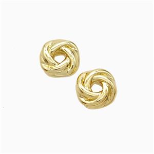 Lover Knot Charms Copper Beads Gold Plated, approx 7mm [FD22404]