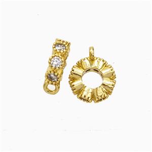 Copper Bail Pave Zirconia Gold Plated, approx 8mm [FD22406]
