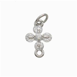 Copper Cross Pendant Pave Zirconia Platinum Plated, approx 8.5-12mm [FD22409]