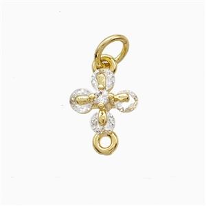 Copper Cross Pendant Pave Zirconia Gold Plated, approx 8.5-12mm [FD22410]