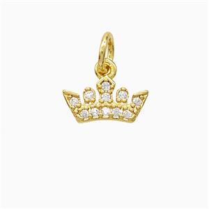 Copper Crown Pendant Pave Zirconia Gold Plated, approx 6-10mm [FD22412]