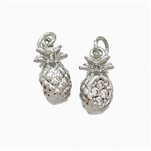 Copper Pineapple Pendant Pave Zirconia Platinum Plated, approx 6-10mm [FD22419]