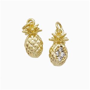 Copper Pineapple Pendant Pave Zirconia Gold Plated, approx 6-10mm [FD22420]